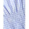image:imageRoseSeek Womens Gingham Tie Shoulder Tank Tops Sleeveless Shirred Ruffle Hem ShirtsLight Blue