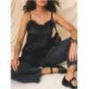 image:imageRoseSeek Womens Lace Trim Patchwork Cami Top V Neck Sleeveless Tops with Side Slit Elegant TopsBlack