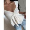 image:imageRoseSeek Womens Layered Ruffle T Shirts Sweetheart Neck Cap Sleeve Elegant Crop TopsApricot
