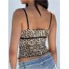 image:imageRoseSeek Womens Leopard Lace Crop Camisole Tops Y2K Bowknot Graphic Spaghetti Strap Tank TopBrown