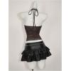image:imageRoseSeek Womens Leopard Print Halter Tops Gothic Deep V Neck Sleeveless Music Festival Crop TopBrown