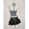 image:imageRoseSeek Womens Leopard Print Halter Tops Gothic Deep V Neck Sleeveless Music Festival Crop TopGrey