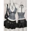 image:imageRoseSeek Womens Leopard Print Halter Tops Gothic Deep V Neck Sleeveless Music Festival Crop TopGrey