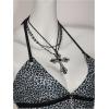 image:imageRoseSeek Womens Leopard Print Halter Tops Gothic Deep V Neck Sleeveless Music Festival Crop TopGrey