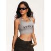 image:imageRoseSeek Womens Letter Print Sleeveless Tank Top Scoop Neck Slim Fit Crop Tops ShirtsGrey