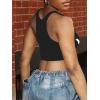 image:imageRoseSeek Womens Letter Print Sleeveless Tank Top Scoop Neck Slim Fit Crop Tops ShirtsLetter Black