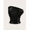 image:imageRoseSeek Womens Off Shoulder PU Leather Tank Top Sleeveless Slim Fit Crop Tops Elegant Y2K ClubwearBlack