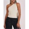 image:imageRoseSeek Womens One Shoulder Cut Out Tank Top Elegant Asymmetrical Knot Sleeveless Tops Going Out OutfitsApricot