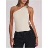 image:imageRoseSeek Womens One Shoulder Cut Out Tank Top Elegant Asymmetrical Knot Sleeveless Tops Going Out OutfitsApricot