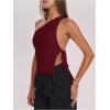 image:imageRoseSeek Womens One Shoulder Cut Out Tank Top Elegant Asymmetrical Knot Sleeveless Tops Going Out OutfitsBurgundy