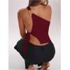 image:imageRoseSeek Womens One Shoulder Cut Out Tank Top Elegant Asymmetrical Knot Sleeveless Tops Going Out OutfitsBurgundy