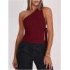 image:imageRoseSeek Womens One Shoulder Cut Out Tank Top Elegant Asymmetrical Knot Sleeveless Tops Going Out OutfitsBurgundy