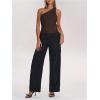 image:imageRoseSeek Womens One Shoulder Cut Out Tank Top Elegant Asymmetrical Knot Sleeveless Tops Going Out OutfitsCoffee Brown