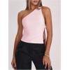image:imageRoseSeek Womens One Shoulder Cut Out Tank Top Elegant Asymmetrical Knot Sleeveless Tops Going Out OutfitsCoral Pink