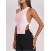 image:imageRoseSeek Womens One Shoulder Cut Out Tank Top Elegant Asymmetrical Knot Sleeveless Tops Going Out OutfitsCoral Pink