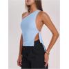 image:imageRoseSeek Womens One Shoulder Cut Out Tank Top Elegant Asymmetrical Knot Sleeveless Tops Going Out OutfitsLight Blue