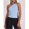 image:imageRoseSeek Womens One Shoulder Cut Out Tank Top Elegant Asymmetrical Knot Sleeveless Tops Going Out OutfitsLight Blue