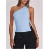 image:imageRoseSeek Womens One Shoulder Cut Out Tank Top Elegant Asymmetrical Knot Sleeveless Tops Going Out OutfitsLight Blue