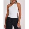 image:imageRoseSeek Womens One Shoulder Cut Out Tank Top Elegant Asymmetrical Knot Sleeveless Tops Going Out OutfitsWhite