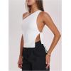 image:imageRoseSeek Womens One Shoulder Cut Out Tank Top Elegant Asymmetrical Knot Sleeveless Tops Going Out OutfitsWhite