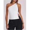 image:imageRoseSeek Womens One Shoulder Cut Out Tank Top Elegant Asymmetrical Knot Sleeveless Tops Going Out OutfitsWhite
