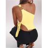 image:imageRoseSeek Womens One Shoulder Cut Out Tank Top Elegant Asymmetrical Knot Sleeveless Tops Going Out OutfitsYellow