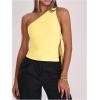 image:imageRoseSeek Womens One Shoulder Cut Out Tank Top Elegant Asymmetrical Knot Sleeveless Tops Going Out OutfitsYellow
