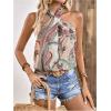 image:imageRoseSeek Womens Paisley Crisscross Halter Blouses Boho Sleeveless Shirt Button Back Vacation TopsMulticolor
