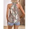 image:imageRoseSeek Womens Paisley Crisscross Halter Blouses Boho Sleeveless Shirt Button Back Vacation TopsMulticolor