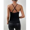 image:imageRoseSeek Womens Sequin Cami Top Slim Fit Spaghetti Strap Tops V Neck Sleeveless TopsBlack
