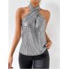 image:imageRoseSeek Womens Sequin Halter Tops Sparkle Sleeveless Top Party Y2k Tops Disco OutfitsSilver