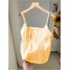 image:imageRoseSeek Womens Striped Button Front Flared Camisole Tops Shirred Spaghetti Strap Tank TopPure Yellow