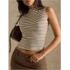 image:imageRoseSeek Womens Striped Tank Top Boat Neck Sleeveless Crop Tops Summer Slim Fit TopsMulticolor