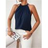 image:imageRoseSeek Womens Summer Halter Tops Tie Back Sleeveless Work Shirts Blouses for Women Casual DressyDeep Blue