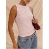 image:imageRoseSeek Womens Textured Cropped Tank Tops Boat Neck Sleeveless Elegant Tops Slim Fit TopPink