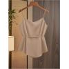image:imageRoseSeek Womens Tie Side Wrap Camisole Tops Spaghetti Strap V Neck Elegant Blouses ShirtsApricot
