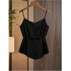 image:imageRoseSeek Womens Tie Side Wrap Camisole Tops Spaghetti Strap V Neck Elegant Blouses ShirtsBlack