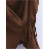 image:imageRoseSeek Womens Tie Side Wrap Camisole Tops Spaghetti Strap V Neck Elegant Blouses ShirtsBrown