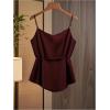 image:imageRoseSeek Womens Tie Side Wrap Camisole Tops Spaghetti Strap V Neck Elegant Blouses ShirtsBurgundy