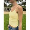 image:imageRoseSeek Womens Y2K Bowknot Camisole Tops Ribbed Knit Spaghetti Strap Tank Top Basic Summer UndershirtYellow