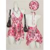 image:imageRoseSeek Womens Y2K Paisley Floral Halter Tops Sleeveless Low Cut Ruffle Hem Flowy Tank TopPink