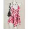 image:imageRoseSeek Womens Y2K Paisley Floral Halter Tops Sleeveless Low Cut Ruffle Hem Flowy Tank TopPink