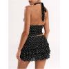 image:imageRoseSeek Womens Y2K Polka Dots Backless Halter Tops Sleeveless Ruched Fitted Low Cut Crop TopBlack