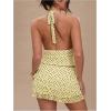 image:imageRoseSeek Womens Y2K Polka Dots Backless Halter Tops Sleeveless Ruched Fitted Low Cut Crop TopYellow