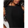 image:imageRoseSeek Womens Y2k Grommet Ribbed Knit Tank Top Mock Neck Sleeveless Summer Crop TopsBlack