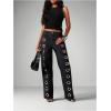 image:imageRoseSeek Womens Y2k Grommet Ribbed Knit Tank Top Mock Neck Sleeveless Summer Crop TopsBlack