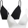 image:imageRoseSeek Womens 2 Pack Triangle Cup Bra Cropped Camisole Tops Spaghetti Strap Cami TopsMulticolor