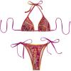 image:imageRoseSeek Womens 2 Piece Paisley Print Swimsuit Halter Triangle Tie Side Bathing Suit Boho Bikini SetMulticolor