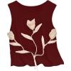 image:imageRoseSeek Womens 3D Floral Tank Top Crew Neck Tulip Applique Summer Casual Sleeveless Going Out TopsBurgundy