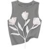 image:imageRoseSeek Womens 3D Floral Tank Top Crew Neck Tulip Applique Summer Casual Sleeveless Going Out TopsGrey